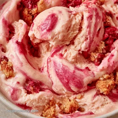 Rhubarb Crumble Ice Cream Make-Ahead Recipe Card
