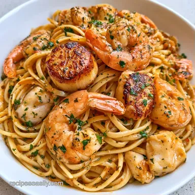 The Best Seafood Pasta in 30 Minutes Recipe Card
