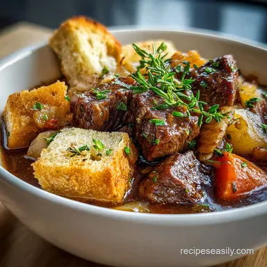 simple slow cooker beef stew recipe with Vegetables and Dumplings