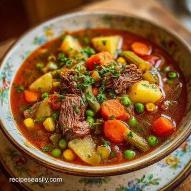 Crock Pot Recipe with Beef for 7 Servings Slow-Cooked Tender Recipe Card