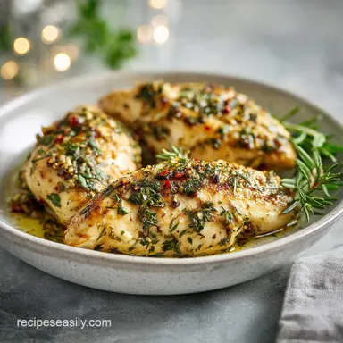 Slow Cook Chicken Breast Recipe with Garlic and Herbs for 4 Servings Recipe Card