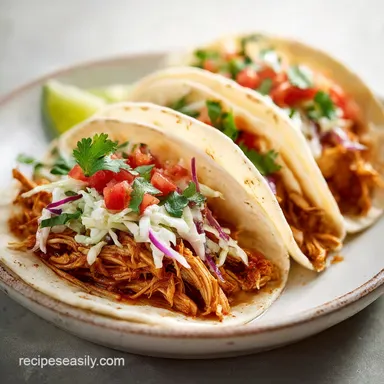 Slow Cooker Pulled Chicken Tacos for 8 Servings