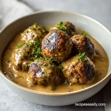 Slow Cooker Salisbury Steak Meatballs Recipe for 6 Servings Recipe Card