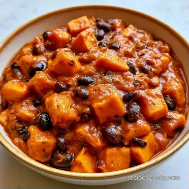 Slow Cooker Sweet Potato Chili for 6 Recipe Card