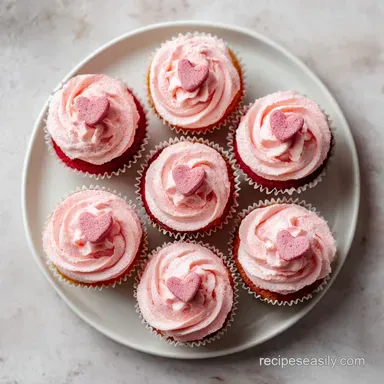 Cute Valentine Cupcake Idea with Strawberry in 42 Min Recipe Card