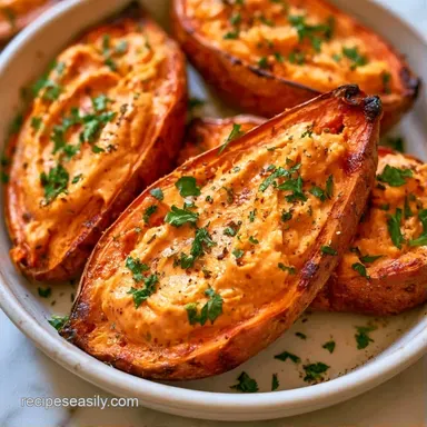 Twice Baked Sweet Potatoes (Make-Ahead) Recipe Card