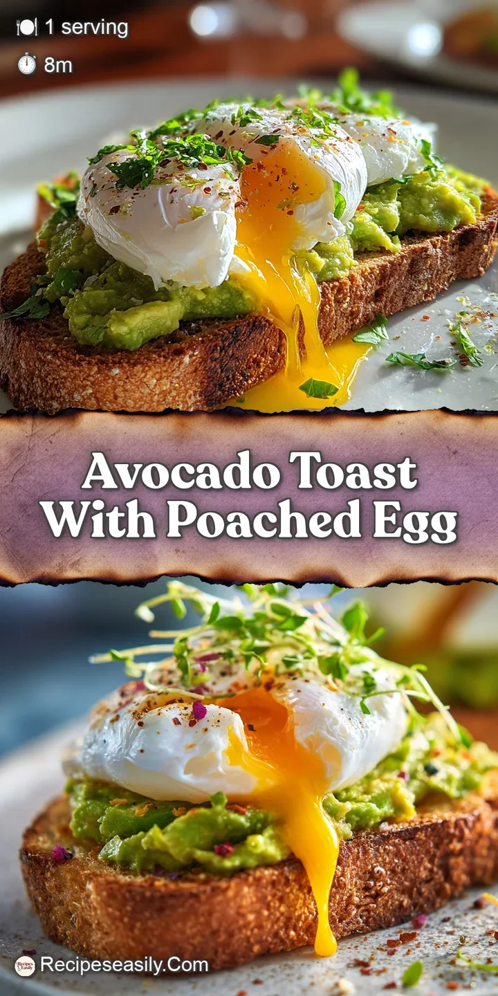 Close-up capturing the creamy texture of mashed avocado and the rich, golden yolk oozing from a perfectly poached egg.