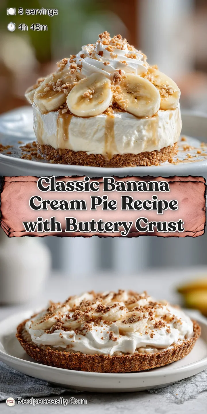 Close-up of banana cream pie: luscious custard filling with slices of banana, airy whipped cream, and a golden crust.