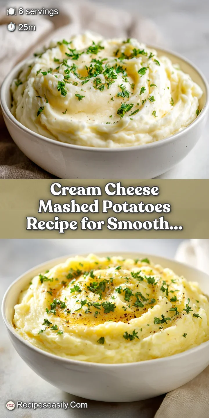 Close-up of smooth, whipped mashed potatoes with glistening melted butter pools and bright green herbs sprinkled on top, s...