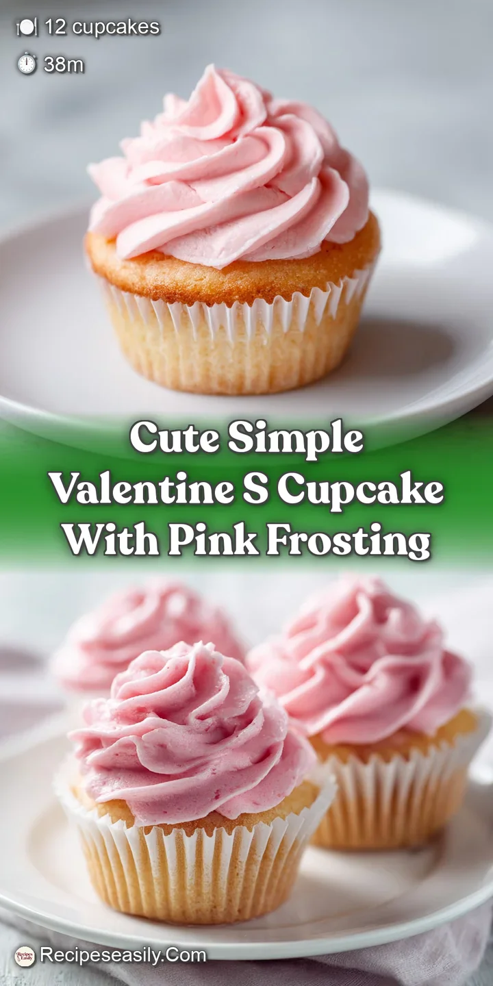 Close-up of a Valentine's cupcake; fluffy pink frosting, tiny heart candies, and a burst of colorful sprinkles create a sw...