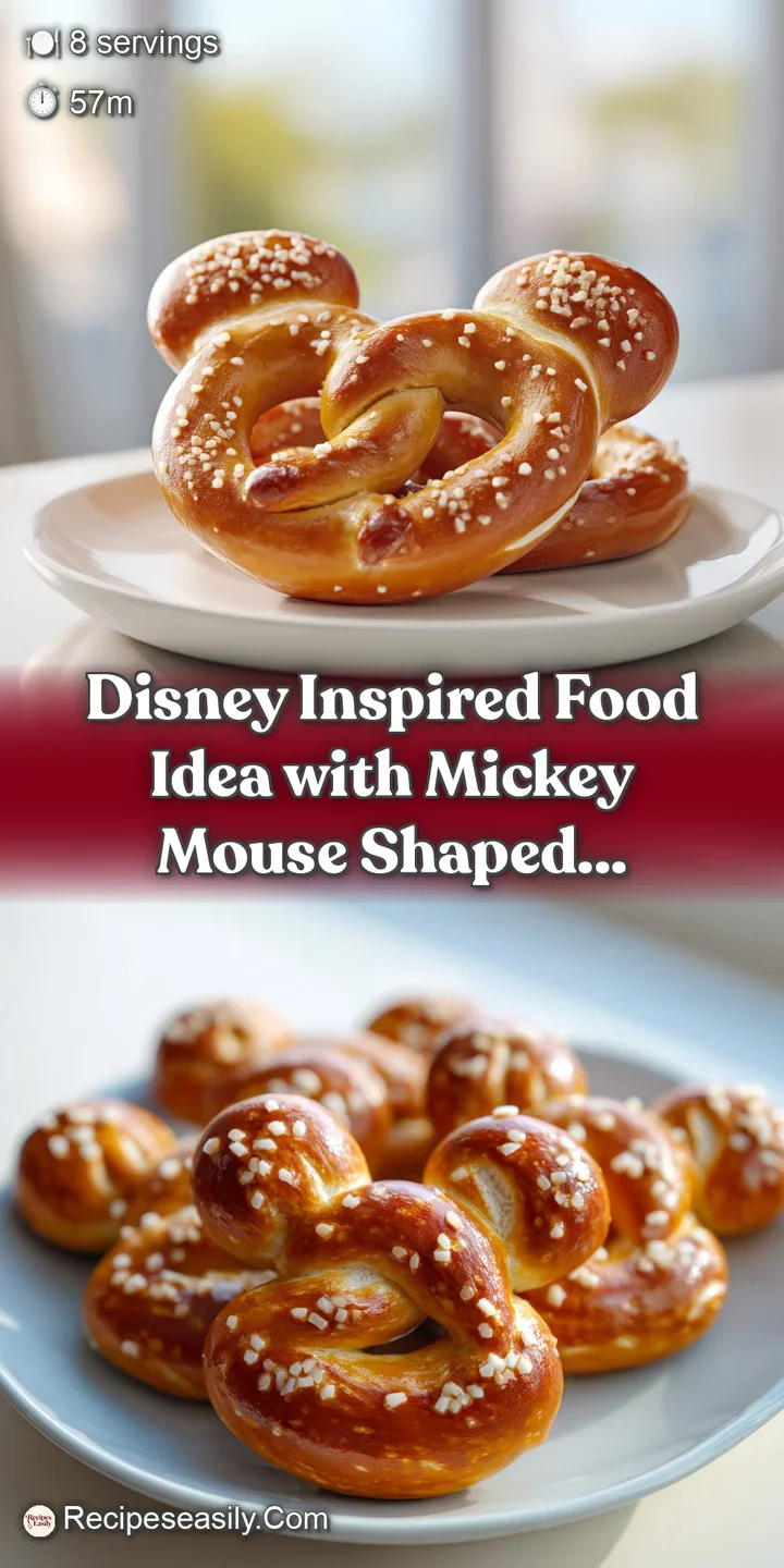 Close-up of a freshly baked Mickey pretzel, showcasing its perfectly browned surface and sprinkling of sparkling, coarse s...