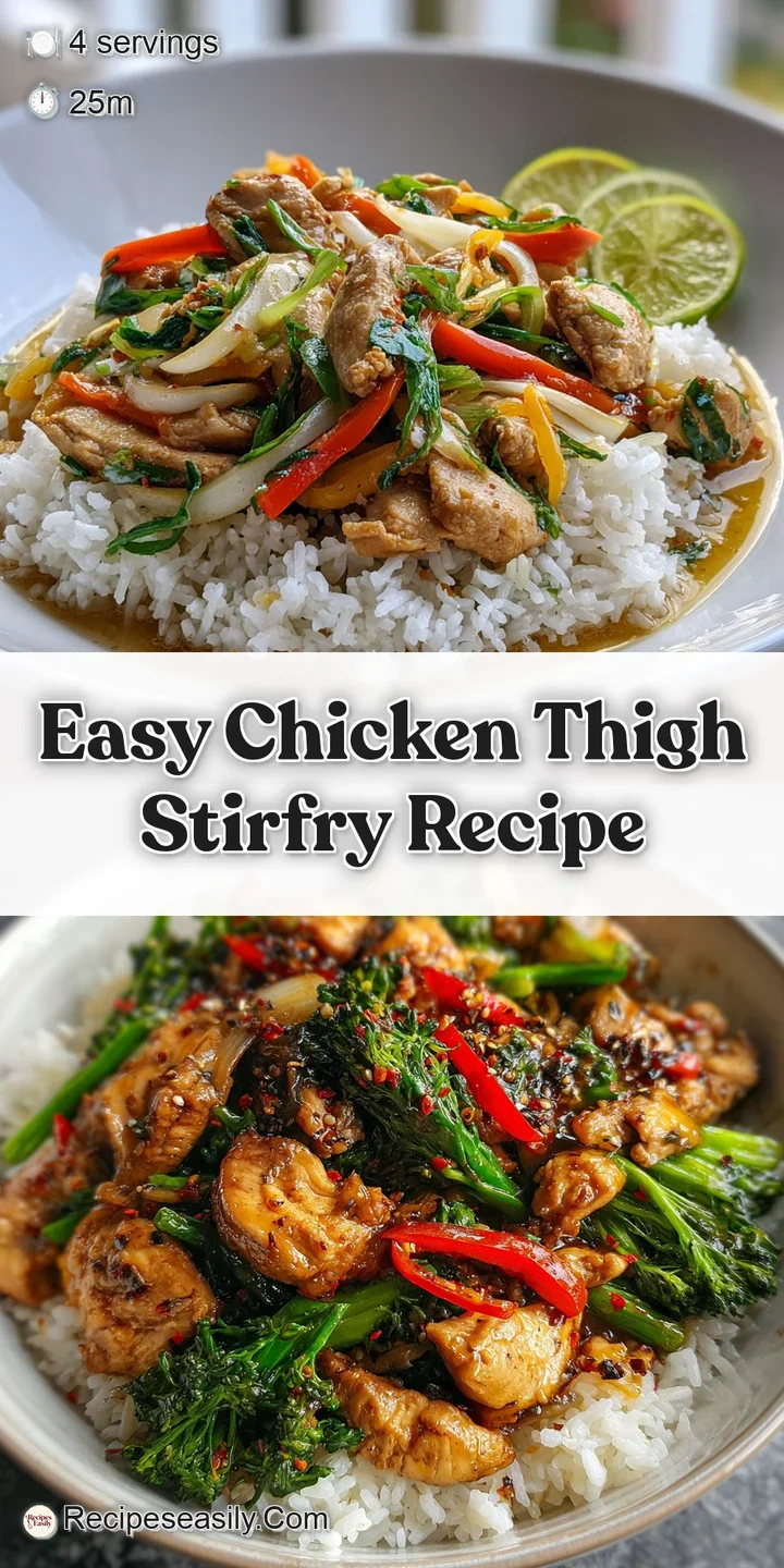 Close-up of juicy chicken and crisp-tender veggies, glistening with savory sauce; steam rises invitingly.