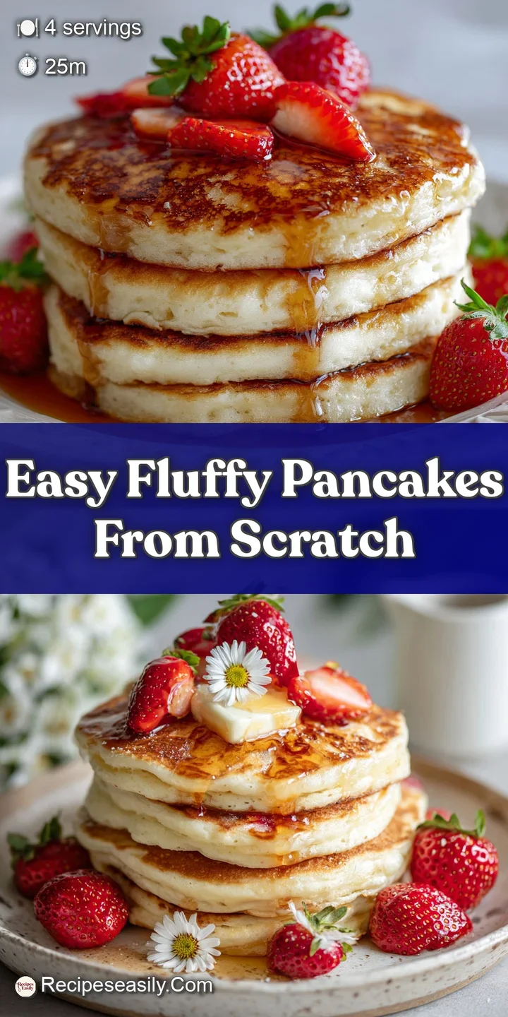 Close-up of a pancake stack absorbing dripping syrup; light steam rising, showcasing the airy texture with scattered blueb...