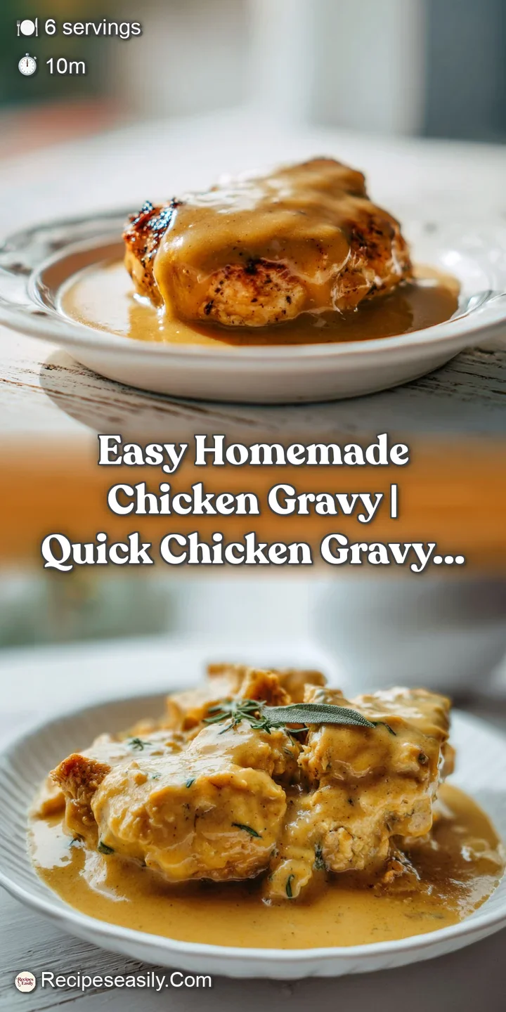 Close-up of a velvety, creamy chicken gravy with a deep amber hue, smooth and flowing.