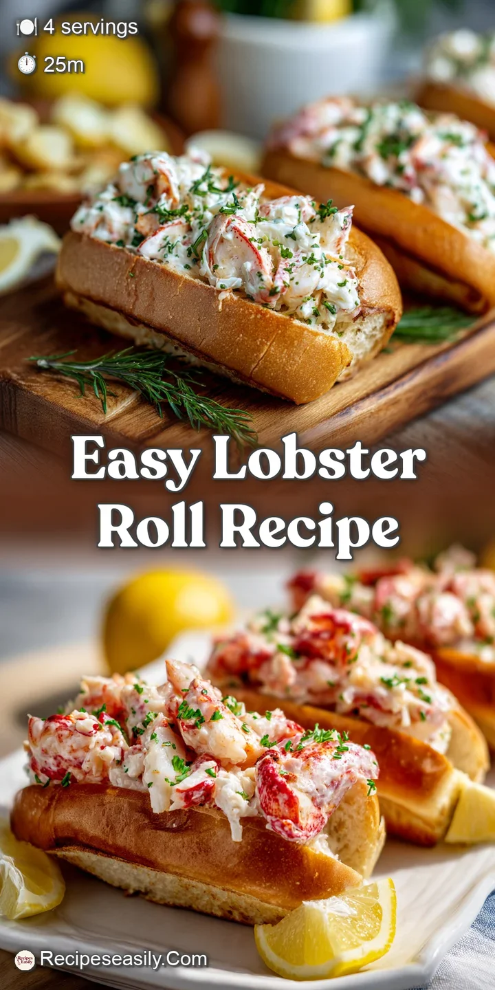 Close-up shows the glistening, tender chunks of fresh lobster meat nestled in a golden-brown, toasted roll.