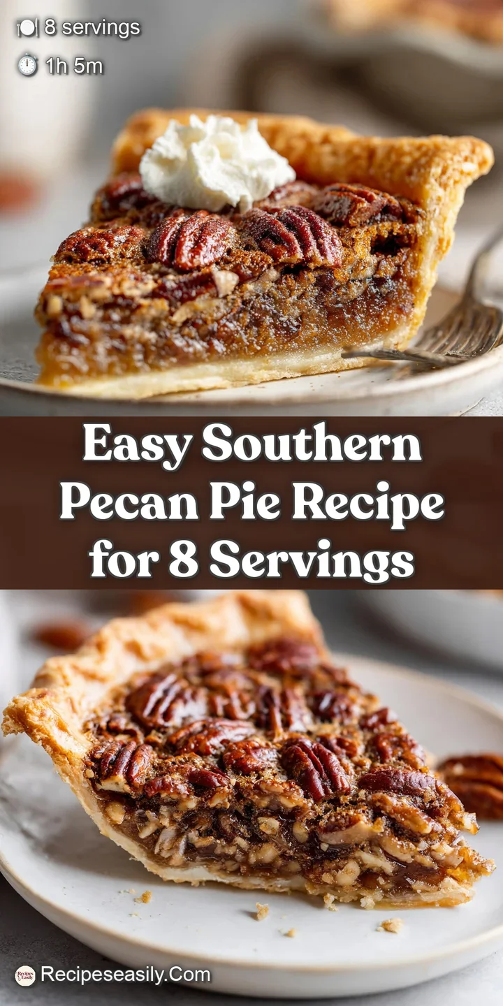 Close-up of pecan pie showcasing the textured surface of toasted pecans and glistening, syrupy filling. Irresistibly sweet...