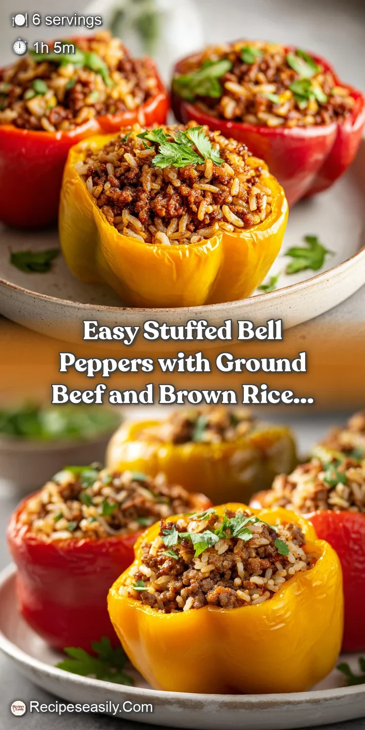 Close-up of a stuffed bell pepper. The soft, crinkled skin encases a rich filling of ground beef and fluffy brown rice.