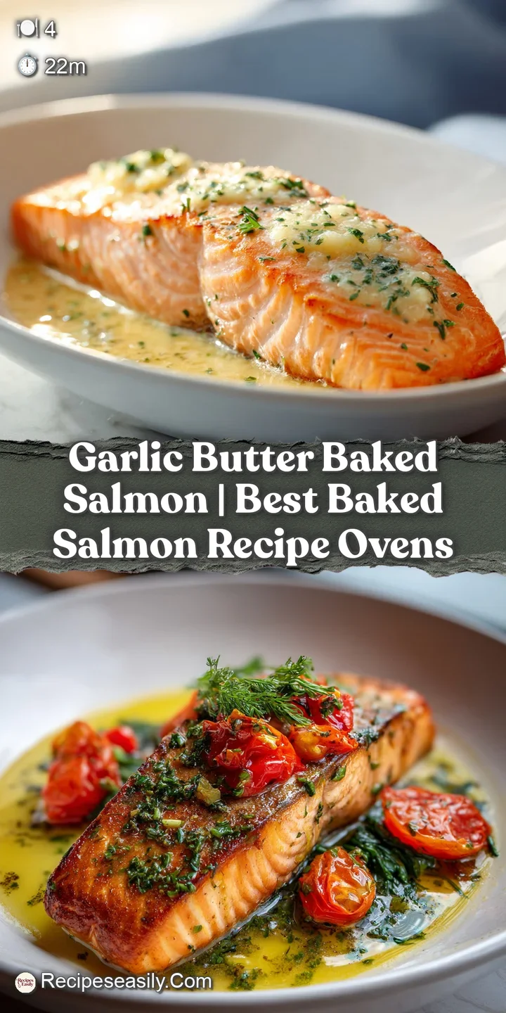 Close-up of succulent, oven-baked salmon with a rich, golden-brown crust, infused with vibrant green herbs.