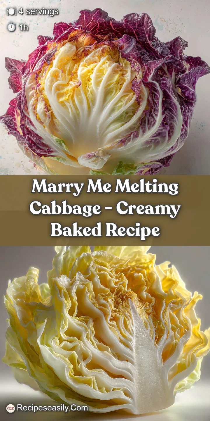 Close-up of melting cabbage: bubbly, golden-brown cheese sauce coats tender leaves. A glimpse of herbs adds color and vis...