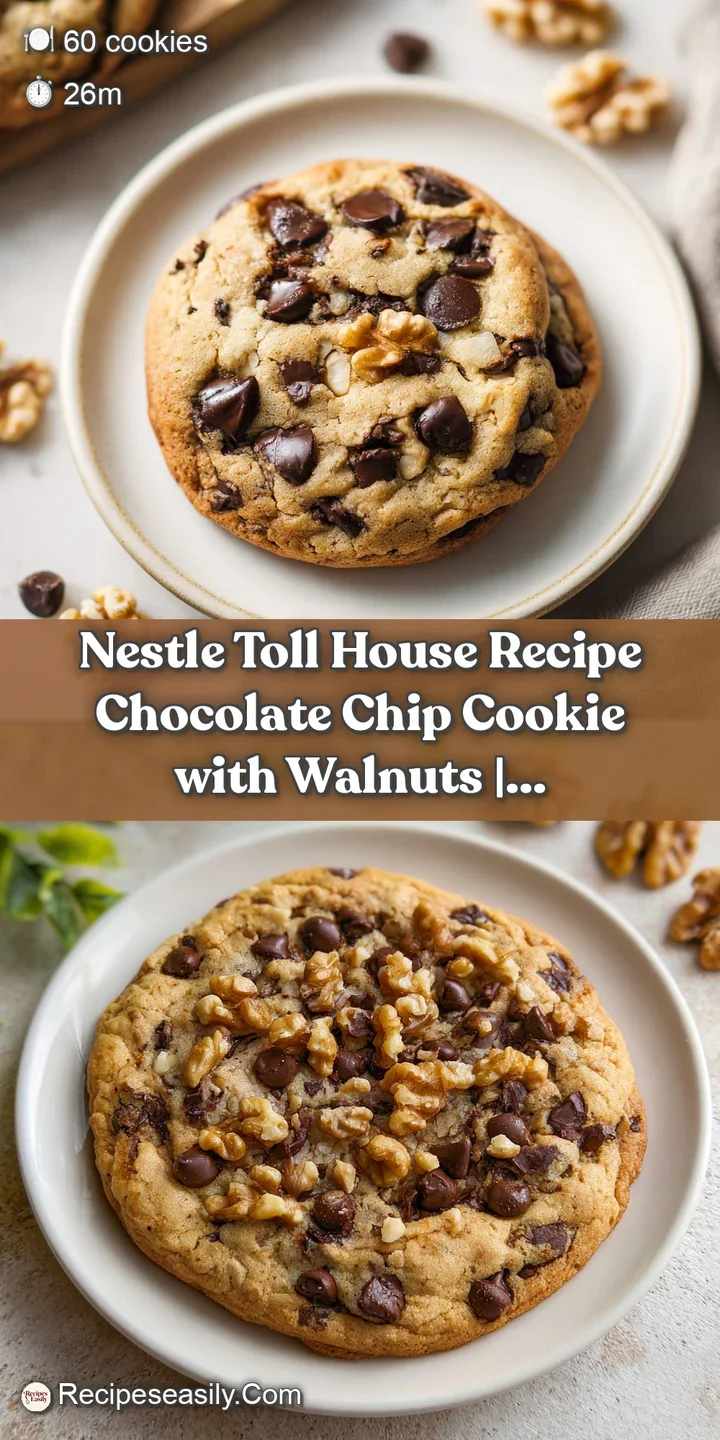 Close-up of a freshly baked, slightly cracked chocolate chip cookie, revealing gooey melted chips and crunchy walnuts.