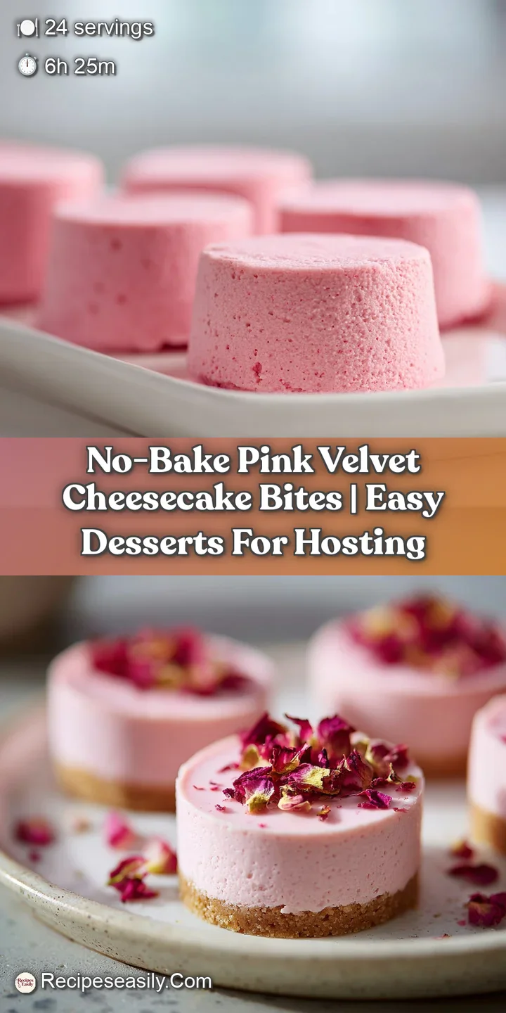 Close-up of a luscious pink cheesecake bite, revealing a perfectly smooth, creamy surface and a crumbly graham cracker base.