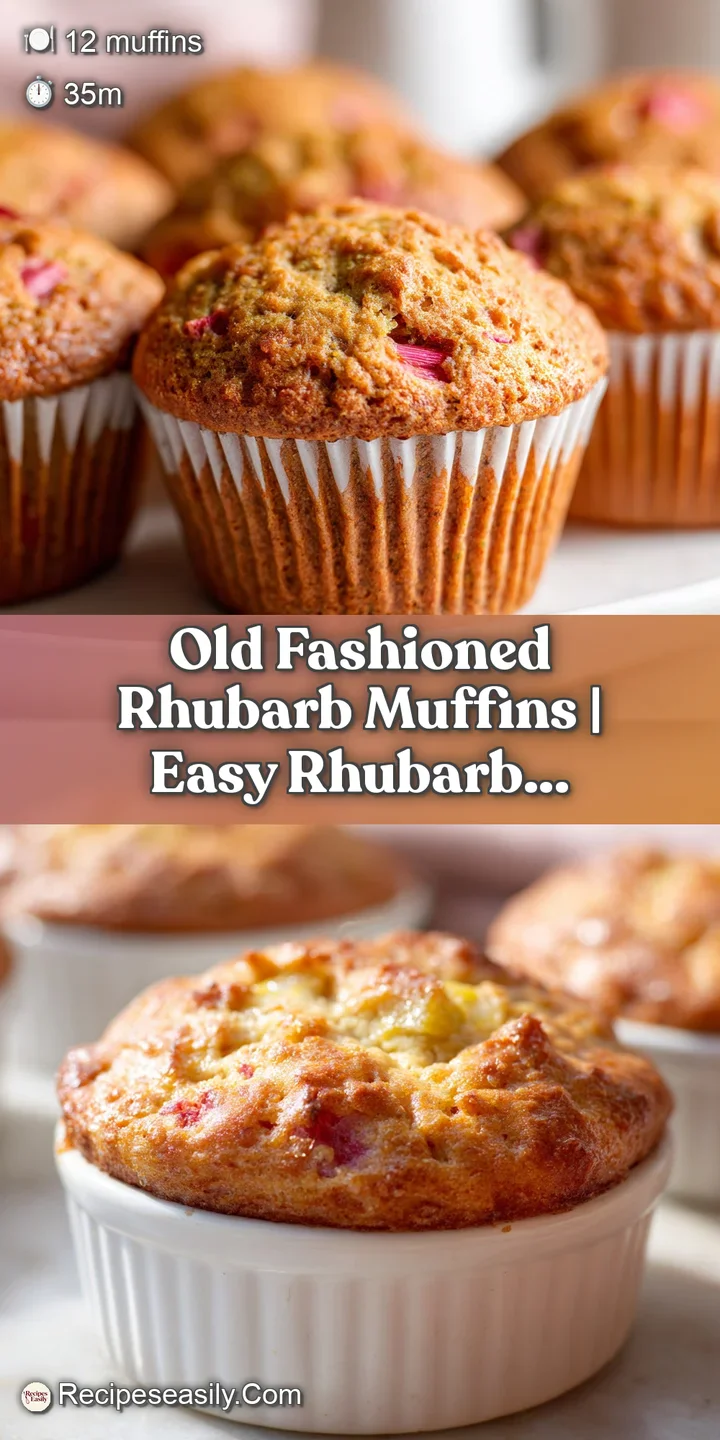 Close-up of a moist rhubarb muffin, revealing tender crumb and bright pink fruit chunks with a hint of glaze.