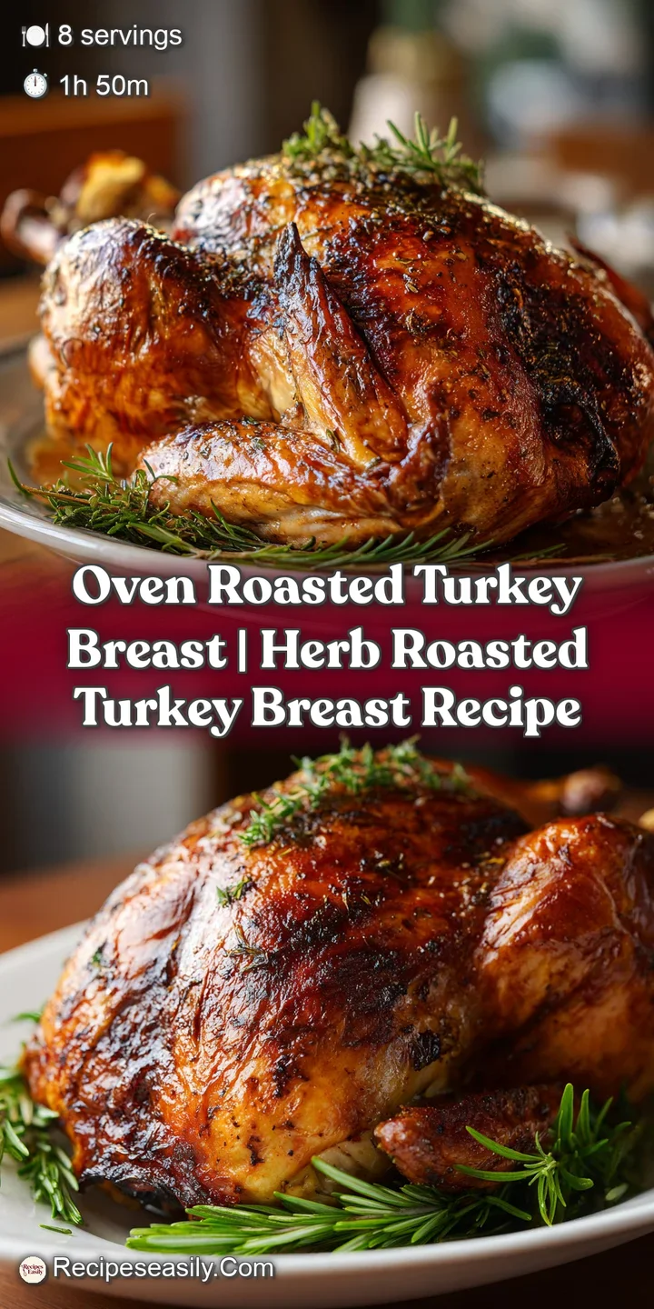 Close-up of a perfectly roasted turkey breast slice, revealing tender, moist meat with a savory herb coating.