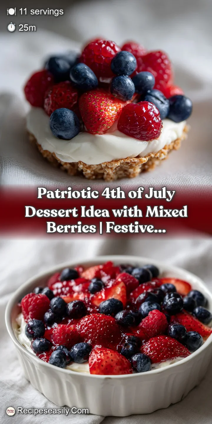 Close-up of plump, glistening blueberries and juicy red strawberries atop creamy white whipped topping.