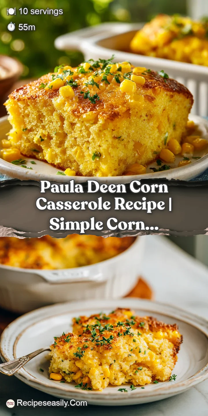 Close-up reveals tender, plump corn kernels suspended in a rich, creamy sauce. Golden-brown crust hints at buttery goodness.