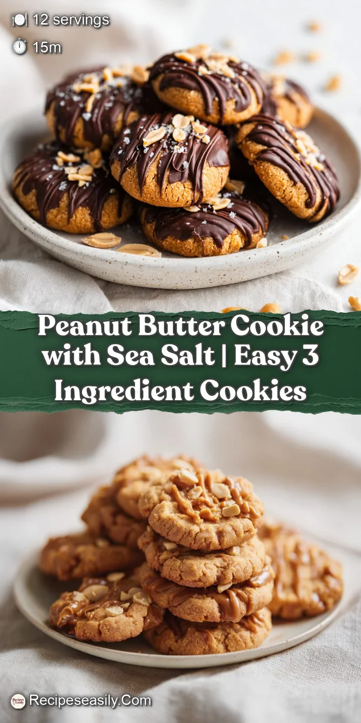 Close-up of a perfectly baked peanut butter cookie, showing its chewy texture and sparkling sea salt.