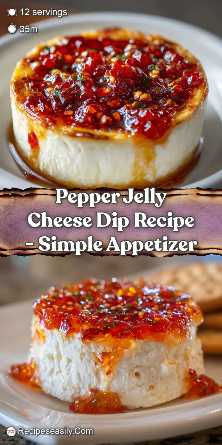 Close-up: molten cheese dip studded with glistening chunks of sweet pepper jelly. Warm, inviting, and ready to be scooped ...