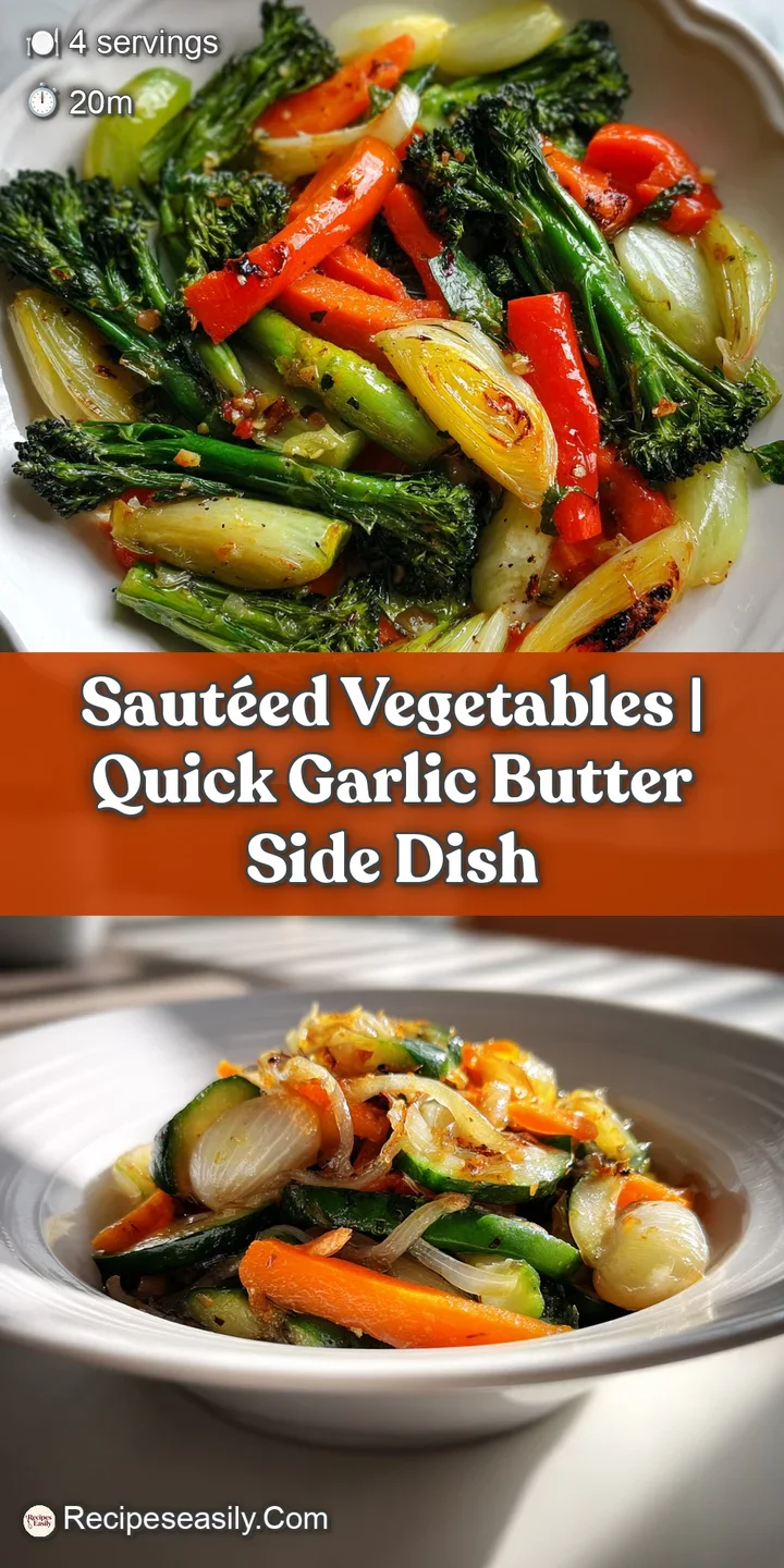 Close-up view of glistening, tender-crisp vegetables. Garlic butter creates an irresistible sheen. Fresh herbs add vibrant...