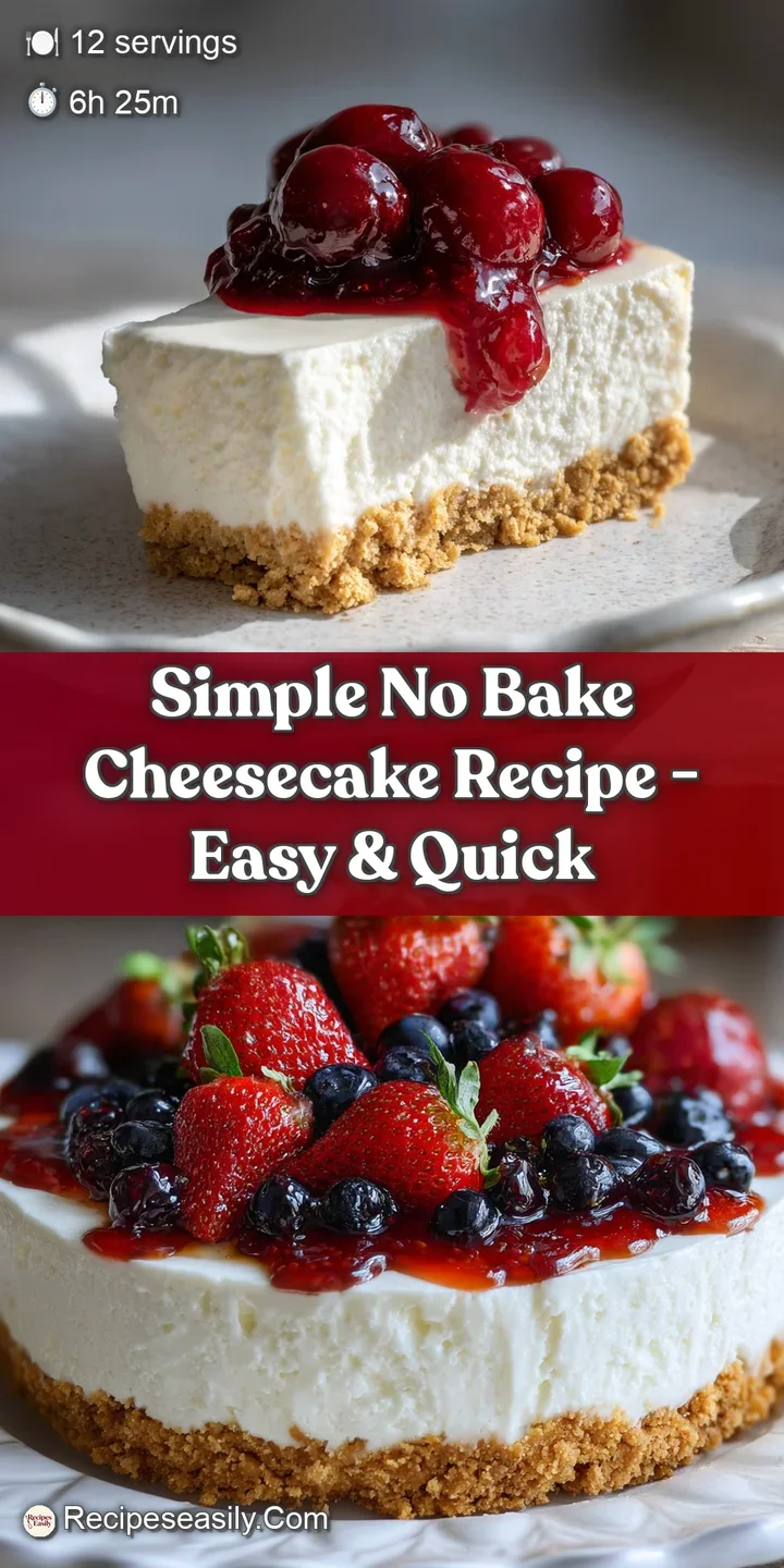 Close-up of creamy cheesecake filling with a golden brown graham cracker crust. Berries glisten, hinting at cool, sweet in...