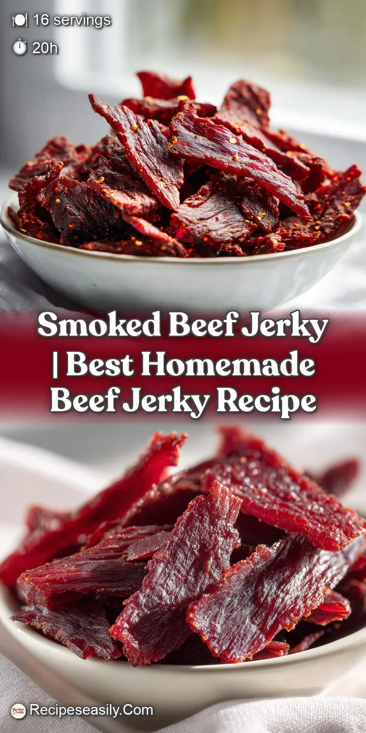 Close-up of a perfectly dried, dark brown beef jerky strip with visible fiber texture and a smoky sheen.