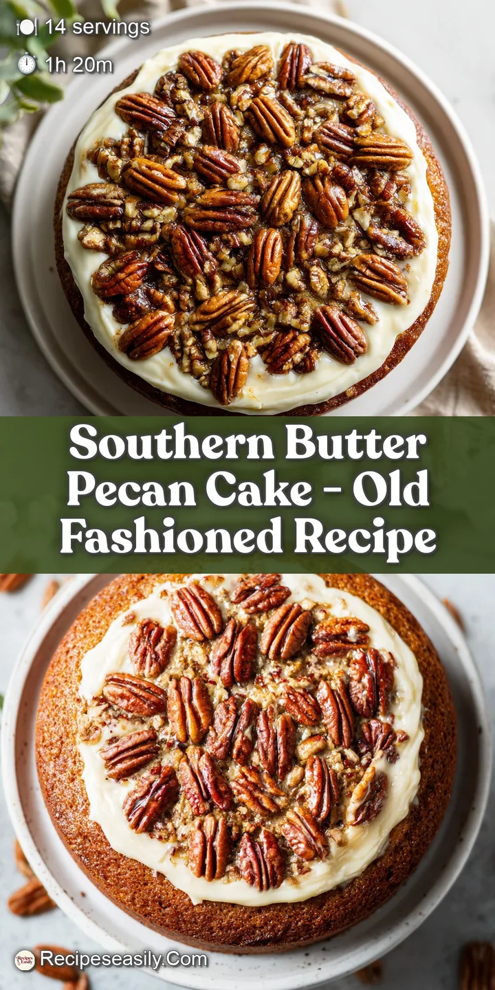 Close-up of toasted pecans and a fluffy, golden cake crumb with a hint of sweetness