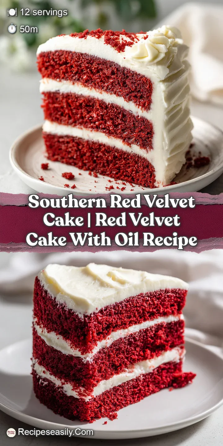 Close-up of fluffy red cake crumbs and a thick, velvety swirl of white icing showing a rich, moist texture.