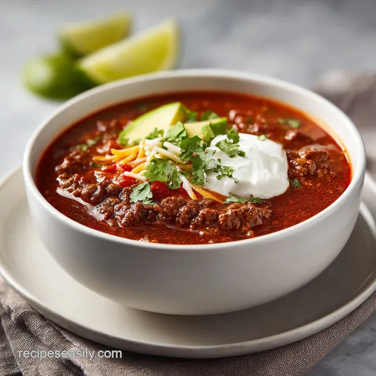 Creamy, rich enchilada soup in a white bowl; vibrant cilantro, a dollop of sour cream, and warm, inviting steam.