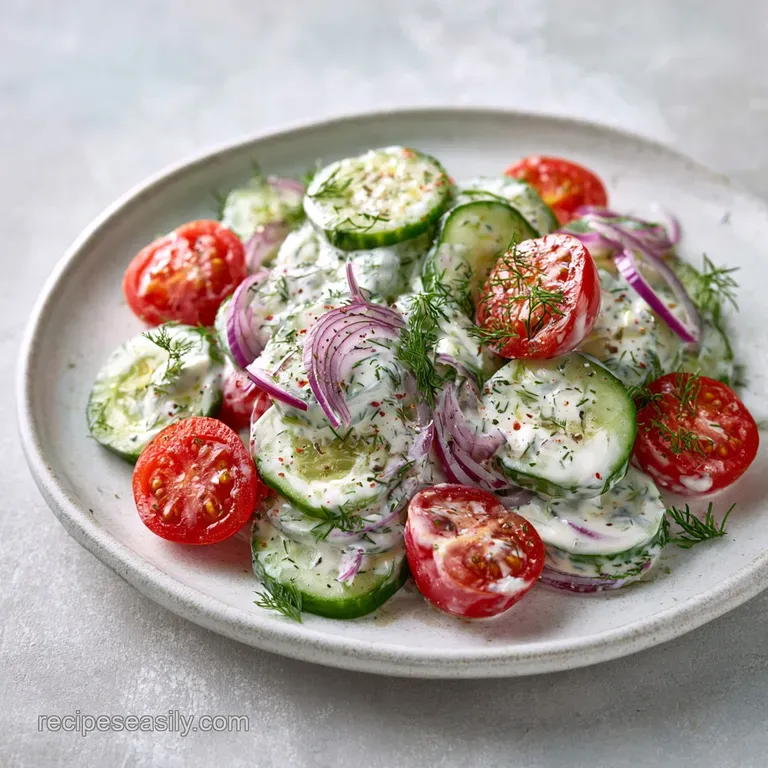 Old Fashioned Creamy Cucumber and Tomato Salad