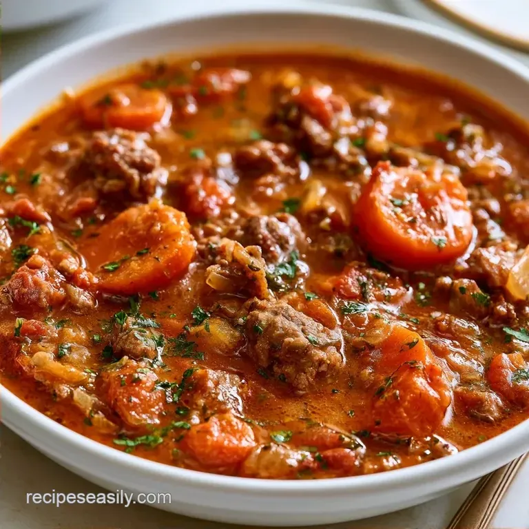 Hearty Crockpot Ground Beef Vegetable Soup
