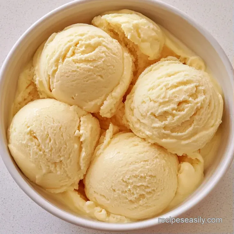 Glossy, pale yellow custard in a glass carafe beside vanilla pods on a bright, clean white marble countertop.
