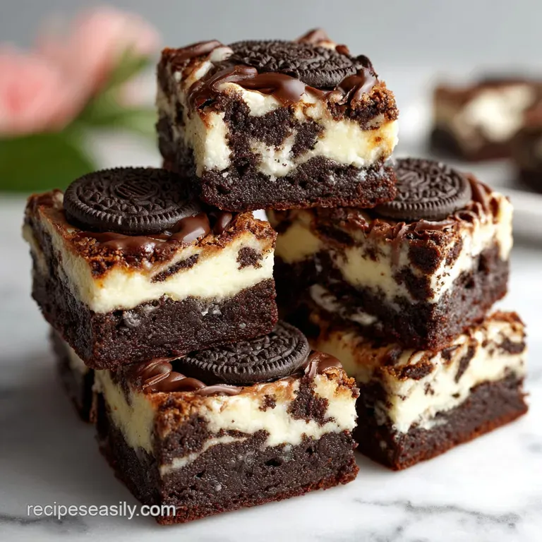 Easy Oreo Cheesecake Brownies with Creamy Swirl