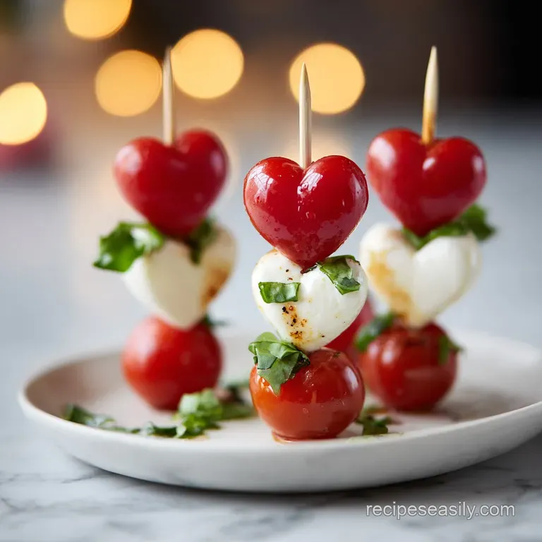 Easy Heart Caprese Skewers