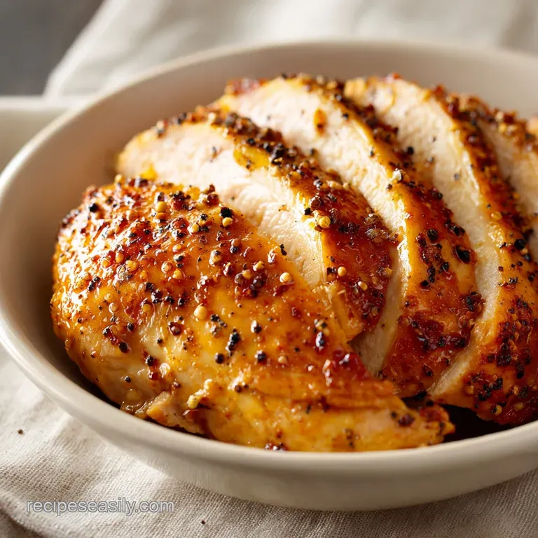 Elegant arrangement of tender chicken slices atop vibrant green asparagus with a glossy, golden-brown glaze.