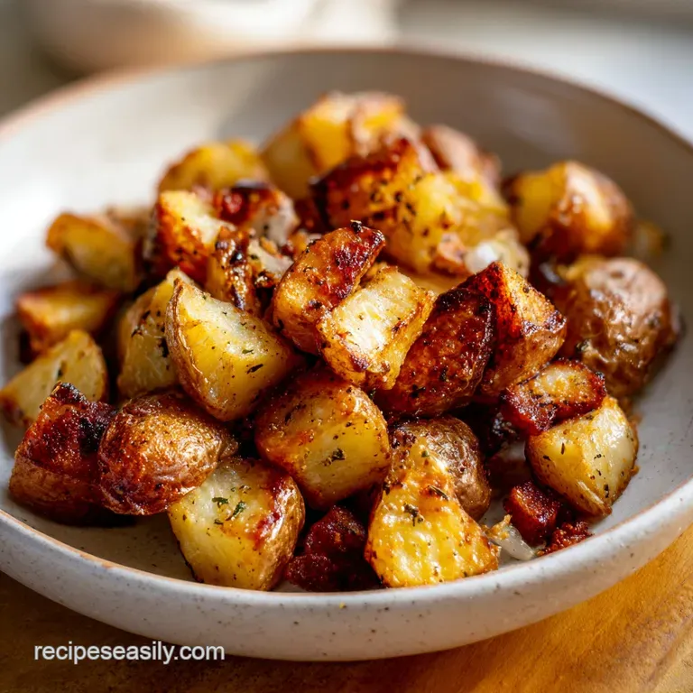 Elegant portion of scalloped potatoes with a creamy, bubbling surface, garnished with vibrant green herbs on a white plate.