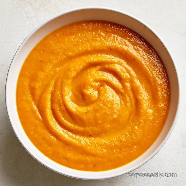 Golden-orange velvety soup in a rustic bowl paired with toasted pumpkin seeds and sliced crusty sourdough bread.