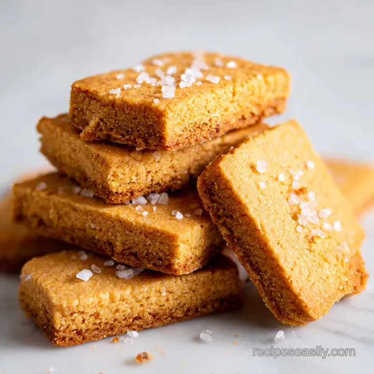 A neat stack of buttery golden cookies on a white ceramic plate, drizzled with glistening honey and mint leaves.