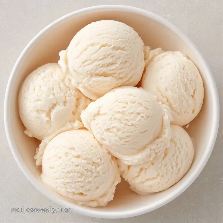 Thick, pale cream mixture smoothed into a white porcelain dish, showing a dense, velvety surface and soft peaks.
