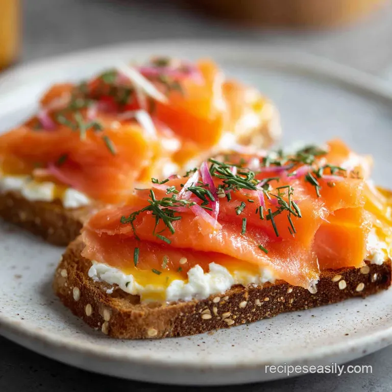 Elegant plate of smoked salmon roses, cream cheese swirls, red onion slivers, and emerald dill sprigs, ready to be enjoyed.