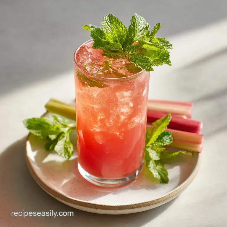 Elegant spring cocktail in a stemmed glass. Notice the delicate pink hue, fresh berries, and mint sprig as a garnish.