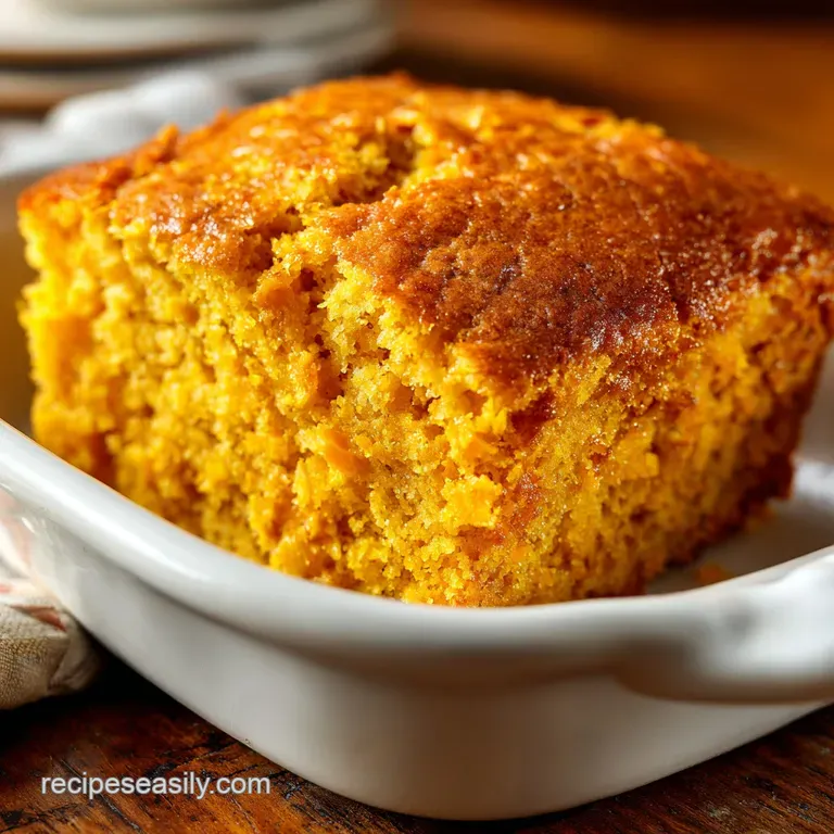 Warm slice of cornbread with a fluffy interior, served on a rustic ceramic plate